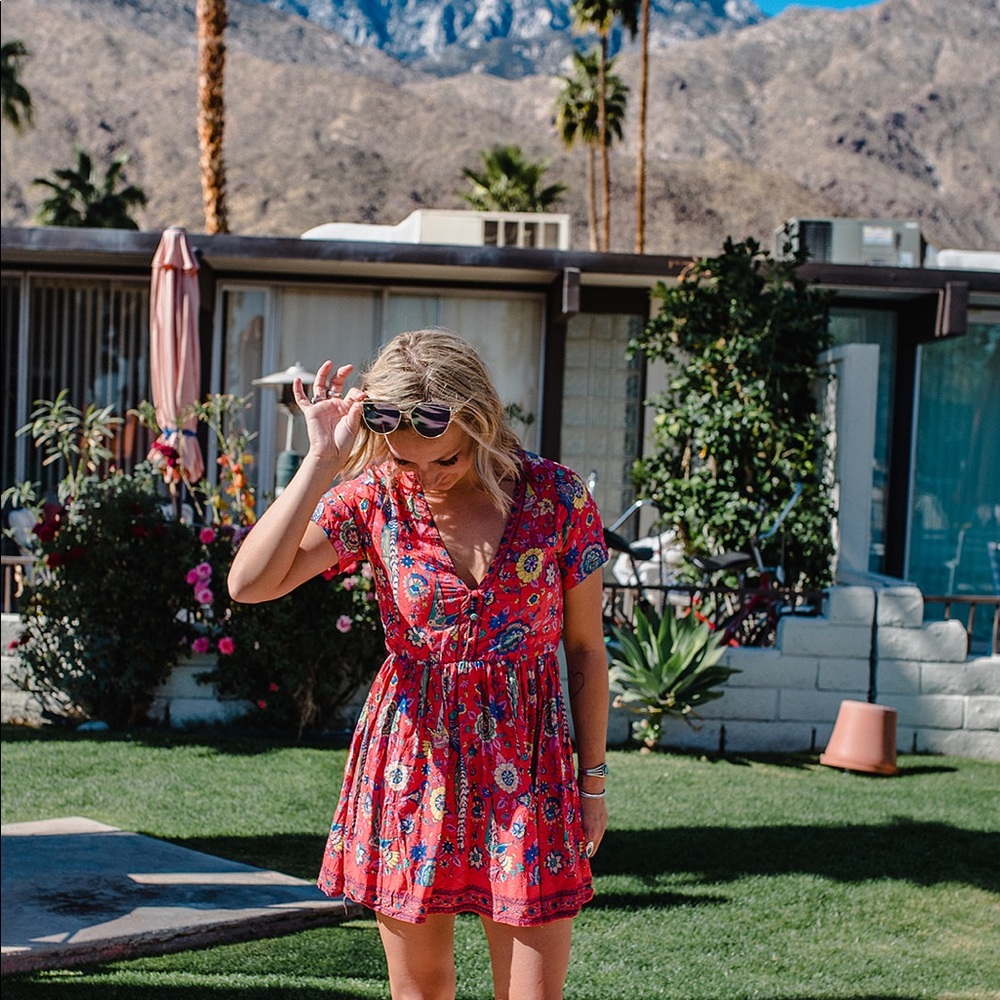 Bird Print Mini Summer Dress